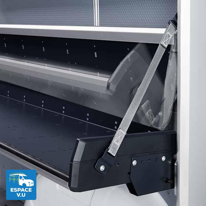 Sangle de réglage pour étagère basculante FR5 pour l'aménagement de véhicule utilitaire par Espace V.U Sarl aménageur à Bordeaux en Gironde 33, Charente 16, Charente-Maritime 17, Dordogne 24 et Lot-et-Garonne 47.