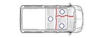 Cloison de séparation souple et transparente entre le conducteur et le passager d'un véhicule utilitaire avec une cabine approffondie et donc 2 rangs de sièges, équipement de fourgon pour artisan et entreprise avec le « PROTECT MAN » par Espace V.U Sarl station Sortimo by Gruau.