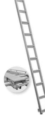 Échelle de porte COULISSANTE sous la passerelle de galerie en aluminium pour véhicule utilitaire des artisans et des entreprises par Espace V.U Sarl. Vente directe usine, matériel livré en kit. Accédez facilement sur le toit du camion ou de la camionnette professionnelle.