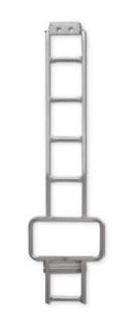 Échelle de porte avec un emplacement pour la PLAQUE IMMATRICULATION. Permet d’accéder à la galerie en aluminium pour le véhicule utilitaire des artisans et des entreprises par Espace V.U Sarl. Solution de portage pour le pavillon du camion ou de la camionnette professionnelle. Vente directe usine, matériel livré en kit.