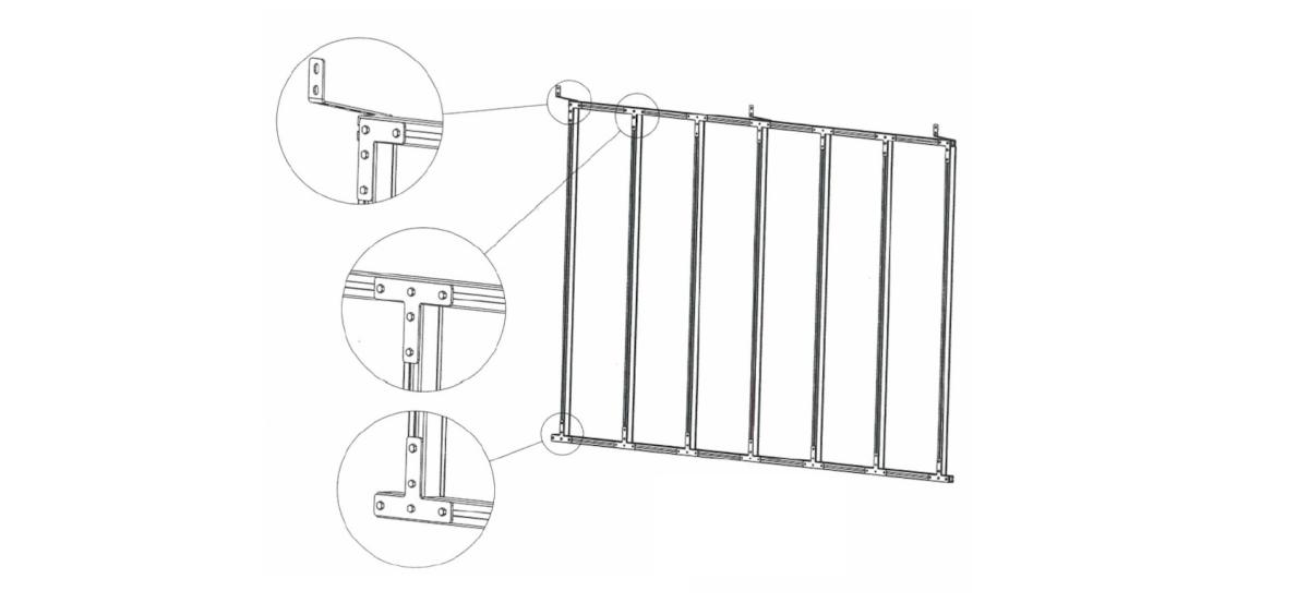 Schéma du berce-vitre, porte-verre, pupitre latéral intérieur pour véhicule utilitaire. Équipement pour fourgon et pour fourgonnette par Espace V.U sarl station Sortimo by Gruau à Bordeaux.