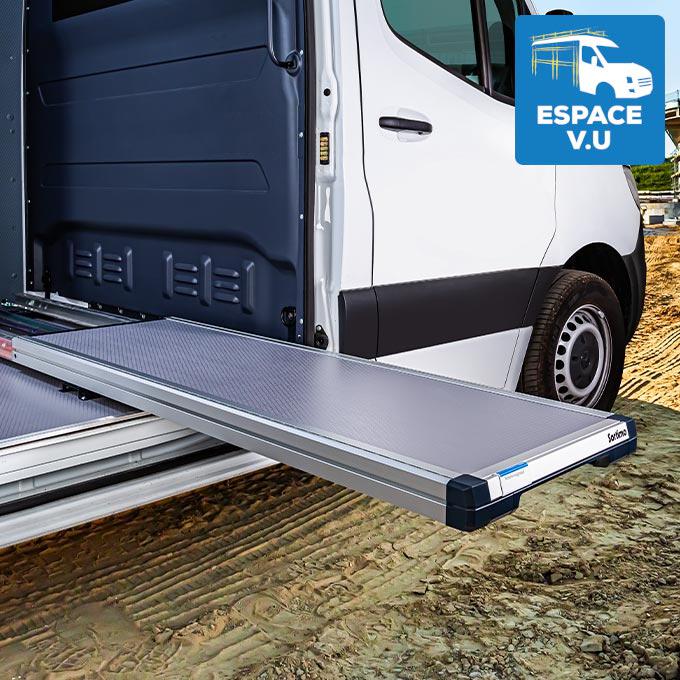 Plateau coulissant - plancher extractible pour véhicule utilitaire, équipement de fourgon, pick-up et break par Espace V.U Sarl station Sortimo by Gruau.