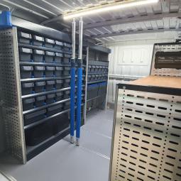 Aménagement pour le Jumper L1H1 utilitaire professionnel d'un artisan plombier, chauffagiste, climaticien en Gironde.